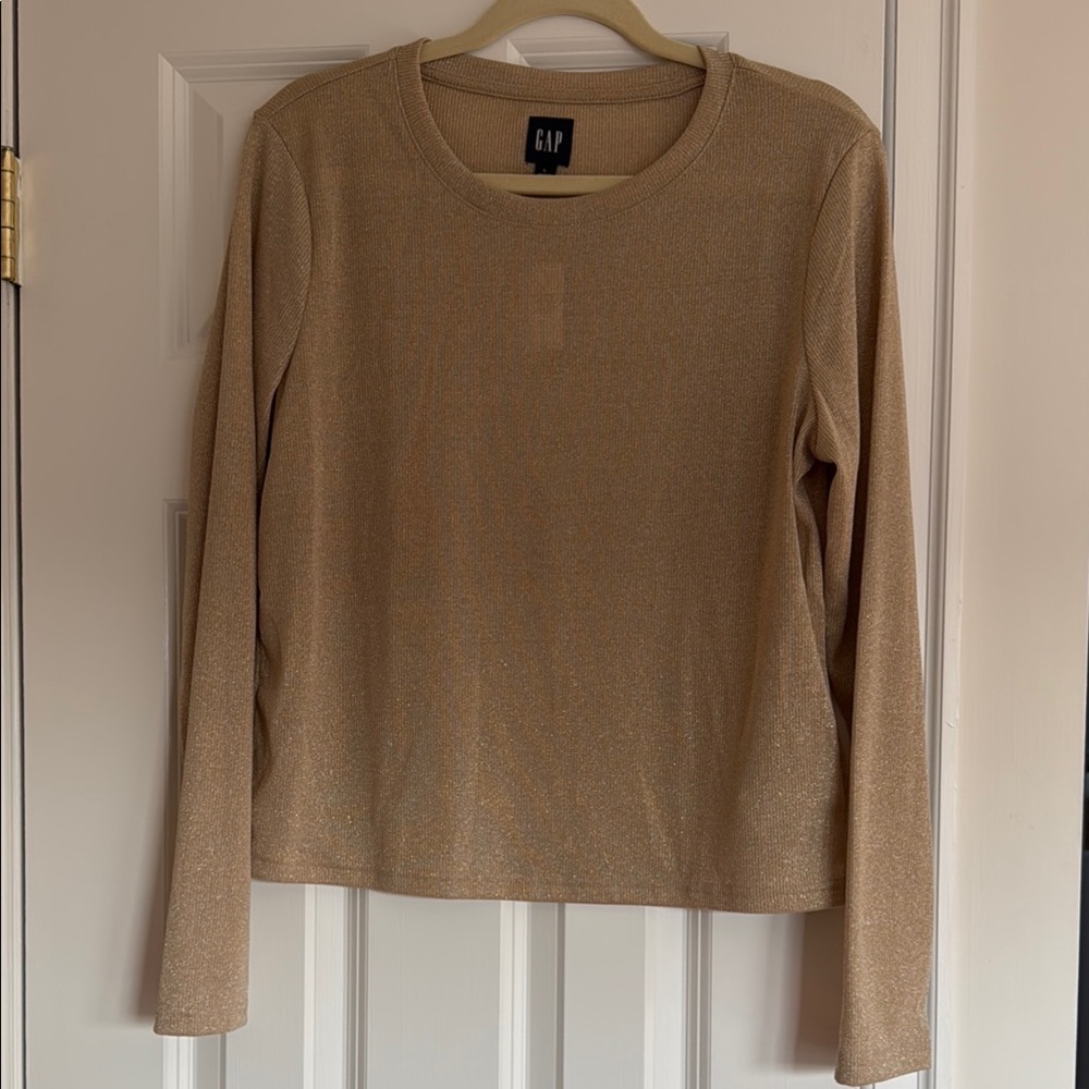 GAP Tan Cream Fitted Long Sleeve Tee